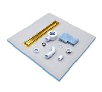 Insl8 Linear Wet Room Tile-On Shower Tray With Gold Grate Tile-On - Solid - 1200 X 900 X 30mm