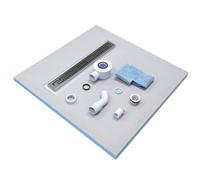 Insl8 Linear Wet Room Tile On Shower Trays- Stainless Steel Greek - 900 X 900 X 30mm