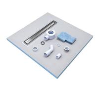 Insl8 Linear Wet Room Tile On Shower Trays- Stainless Steel Tile On - Solid - 1500 X 900 X 25mm