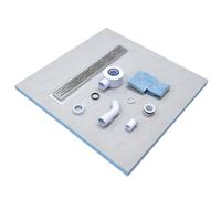INSL8 Linear Wetroom Shower Tray with Waste Tile On Surface Waterproof XPS - 800 x 800 x 25mm - Tile On/Solid Grate