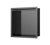 Insl8 Stainless Steel Gunmetal Black Shower Niches - 305 X 305 X 100mm (Led)