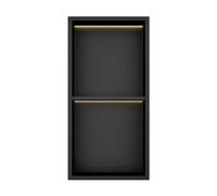 Insl8 Stainless Steel Matte Black Shower Niches - 305 X 610 X 100mm (Shelved) - Led