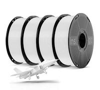 Inslogic Pre-Dried PLA Pro Filament 1.75 mm, White, 4 kg Bundle | Pack of 4, ±0.02 mm precision, smooth extrusion, strong layer binding, ready to print, no drying required