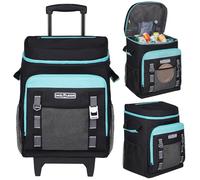 INSMEER Cool Bag with Wheels, 80 Cans/50L Cooler Bag on Wheels, Portable Soft Sided Cooler, 2-in-1 Foldable Insulated Wheeled Bags for Famliy 4 Person, Large Coolbag for Picnic Beach Grocery Shopping