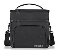 INSMEER Large Lunch Bag Adult 16L/24 Can, 2 Compartments Cooler Lunch Box for Men Work, Large Lunch Bag Heavy Duty with Shoulder Strap for Work, Office, School, Picnic, Beach, Kids (Black)