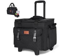 INSMEER Rolling Teacher Bag with Compartment for 15.6" Laptop, Rolling Teachers Tote Bags with Wheels for Crafting with Extra Lunch Bag, 3-in-1 Craft Trolley Bag, Scrapbooking, Medical Supplie