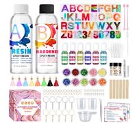 Insnug Resin Kits for Beginners, 111PCS Keyring Making Kit with Silicone Letter Number Moulds, Clear Epoxy Resin and Accessories, Resin Art Kit for Craft DIY Christmas Birthday Gifts