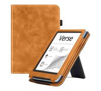 INSOLKIDON Compatible For Pocketbook Verse Lite PB619/Verse PB629/Verse pro PB634 Tablet case, Ultra Slim PU leather Cover Case folding Stand Cover Protective Tablet Hand Strap Magnet (Brown)