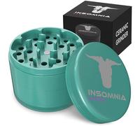 Insomnia Smoke Herb Grinder | Premium 4 Piece Aluminium Metal Grinder with Pollen Catcher, Strong Magnetic Lid, Razor Sharp 28 Teeth, Non-Sticky & Easy to Clean with Ceramic Coating (Cyan)