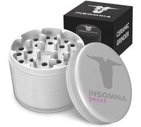 Insomnia Smoke Herb Grinder | Premium 4 Piece Aluminium Metal Grinder with Pollen Catcher, Strong Magnetic Lid, Razor Sharp 28 Teeth, Non-Sticky & Easy to Clean with Ceramic Coating (White)