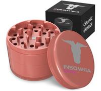 Insomnia Smoke Herb Grinder | Premium 4 Piece Aluminium Metal Grinder with Pollen Catcher, Strong Magnetic Lid, Razor Sharp 28 Teeth, Non-Sticky & Easy to Clean with Ceramic Coating (Rose Gold)