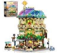 INSOON Blumen Cafe House Construction Toy with Light, 1876 Pieces City Shop Architecture Construction Kit Model, Coffee Houses Clamping Building Blocks Construction Model, Gift for Adults Boys Girls