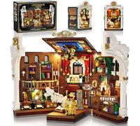 INSOON Dinosaur Museum Booknook Building Set with Light, DIY Bookend Building Block Kit for Home Decor Bookshelf, Miniature Book Nook House Building Brick Model for Adults Boys Girls Age 8+