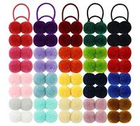 inSowni 40 Pack/20 Pairs Cute Small Pom Pom Hair Ties Colorful Balls Scrunchies Pompoms Elastics Rubber Bands Pigtail Ponytail Holders Ropes Accessories for Baby Girls Infants Toddlers Kids Children