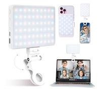 Inspack 60 LED Selfie Light for iPhone, with Back Clip & Front, Portable Phone Clip for Tiktok Video Recording, Zoom Calls Lighting Computer, High Power Rechargeable with 3 Light Modes, White