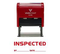 Inspected by Date Self Inking Rubber Stamp (Red Ink) - Medium