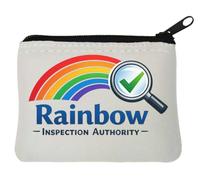 Inspection Authority with Colorful Rainbow Design Neoprene Coin Purse Pouch 10x11cm White