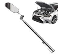 Inspection Mirror with Light - Telescopic 360° Vision Tool | Rotating Folding Mirror for Automatic Repair and Maintenance | Elliptical Stainless Steel Mirror with LED | Visual Aid of the Mechanic