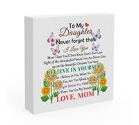 Inspiration Gift for Daughter from Mom Wooden Box Sign Desk Decor To My Daughter Stepdaughter Home Office Desk Plaque Sign Gifts Birthday Christmas Graduation Gift Ideas for Daughter from Mum