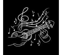 Inspiration Ukulele Playing Small Guitar Hawaiian Flying Notes Music Vinyl Art Sticker 49.2x57.7cm Waterproof White