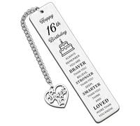Inspirational 16th Bookmark Birthday Keepsake Gifts for Boys Girls Best Friend Daughter Son Granddaughter Gandson Nephew Niece Always Remember You are Braver Than You Believe