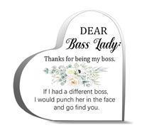 Inspirational Acrylic Hearts Plaques Dear Bass Lady Thanks For Being My Boss Desk Decorative Sign Acrylic Sign For Office Home Desk Table Shelf 4X4Inch