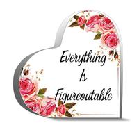 Inspirational Acrylic Hearts Plaques Everything Is Figureoutable Desk Decorative Sign Acrylic Sign For Office Home Desk Table Shelf 4X4Inch