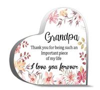 Inspirational Acrylic Hearts Plaques Grandpa Thank You For Being Such An Important Piece Of My Life I Love You Acrylic Decoration Gift For Couple Parent Women Mom Husband Wife 4X4Inch Inch