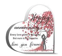 Inspirational Acrylic Hearts Plaques Happy Anniversary Every Love Story Is Beautiful But Ours Is My Favorite Desk Decorative Sign Acrylic Sign For Office Home Desk Table Shelf 4x4 Inch