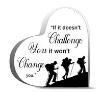 Inspirational Acrylic Hearts Plaques If It Doesn T Challenge You It Won T Change You Acrylic Decoration Gift For Couple Parent Women Mom Husband Wife 4X4Inch Inch