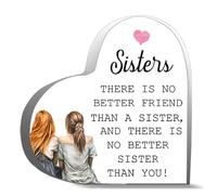 Inspirational Acrylic Hearts Plaques There Is No Better Friend Than A Sister And There Is No Better Sister Than You Desk Decorative Sign Acrylic Sign For Office Home Desk Table Shelf 4X4Inch