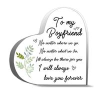 Inspirational Acrylic Hearts Plaques To My Boyfriend No Matter Where We Go Desk Decorative Sign Acrylic Sign For Office Home Desk Table Shelf 4X4Inch