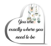 Inspirational Acrylic Hearts Plaques You Are Exactly Where You Need To Be Desk Decorative Sign Acrylic Sign For Office Home Desk Table Shelf 4X4Inch