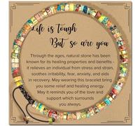 Inspirational Anxiety Bracelets for Women, Healing Natural Stone Wristbands, Friendship Bracelets Motivational Gift for Best Friends, Sisters, Recovery, Encouragement (C. KING STONE-LIFE IS TOUGH)