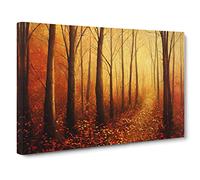 Inspirational Autumn Forest Canvas Wall Art Print Ready to Hang, Framed Picture for Living Room Bedroom Home Office Décor, 30x20 Inch (76x50 cm)