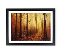 Inspirational Autumn Forest Framed Wall Art Print A2 Black