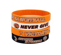 Inspirational BASKETBALL Rubber Bracelet Never Give Up Anything is Possible Inspirational Motivational Silicone Sport Wristbands for Women and Men 4Pcs