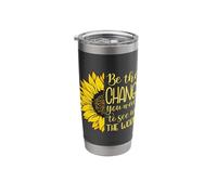 Inspirational Be The Change You Wish, Sunflower Stainless Steel Insulated Tumbler
