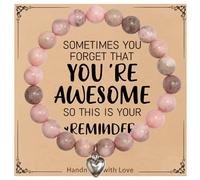 Inspirational Beaded Bracelet for Women and Teen Girls, Handmade Wristband with Heart Accent and Uplifting Message Card, Encouraging Reminder Gift for Birthday, Christmas or Moments of Support