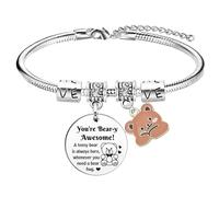 Inspirational Bears Bracelet for Women Emotional Support Bear Gifts Positive Bear Gifts for Bears Lover Animal Lover Motivational Encouragement Present Cheer Up Gift for Friends Birthday Present