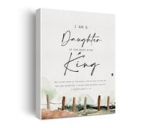Inspirational Bible Verse Canvas Print Decor Watercolor I am a Daughter of the Most High King Religious Scripture Wall Painting Posters 12”X15”Home Office Decoration (Framed)