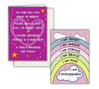 Inspirational Birthday Card and Affirmation Print Set, A4/A5 Size, 350gsm Card Stock, Positive Message Theme with Rainbow Design, Birthday Theme Gift Set with Envelope (A5)