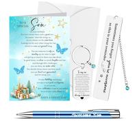 Inspirational Birthday Greeting Card & Keychains for Son - Funny Gifts from Mom & Dad