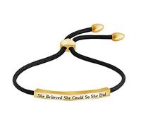 Inspirational Bracelet, Encouragement Bracelet She Believed She Could So She Did Adjustable Weaving Rope for Women Girls