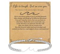 Inspirational Bracelet Gifts for Women Men - Life is Tough but so are You - Motivational Wave Bracelet for Women Friend Sister Daughter Coworker - Encouragement Jewelry Through The Waves of Life