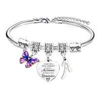 Inspirational Bracelet With Initial You Are Awesome Bracelet Butterfly Charm 26 Letters Alphabet Bracelets Gifts for Friends Bracelet Gifts for Sister Daughter Granddaughter A-Z Letter Bracelet, One