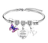 Inspirational Bracelet with Initial You Are Awesome Bracelet Butterfly Charm A-Z Letter Bracelet for Friends Bracelet Gifts for Sister Daughter Granddaughter 26 Letters Alphabet Bracelets (Letter E)