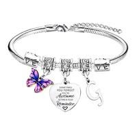 Inspirational Bracelet with Initial You Are Awesome Bracelet Butterfly Charm A-Z Letter Bracelet for Friends Bracelet Gifts for Sister Daughter Granddaughter 26 Letters Alphabet Bracelets (Letter G)