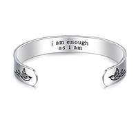Inspirational Bracelets For Women I Am Enough As I Am Cuff Bracelet Spiritual Encouragement Gift Unique Positive Energy Gifts For Woman Jewelry