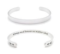 Inspirational Bracelets for Women Personalized Jewelry Gifts Cuff Bracelet with Sayings Motivational Bracelet with Hidden Message Engraved Bangles for Best Friend/Mom/Daughter, M, Stainless Steel,